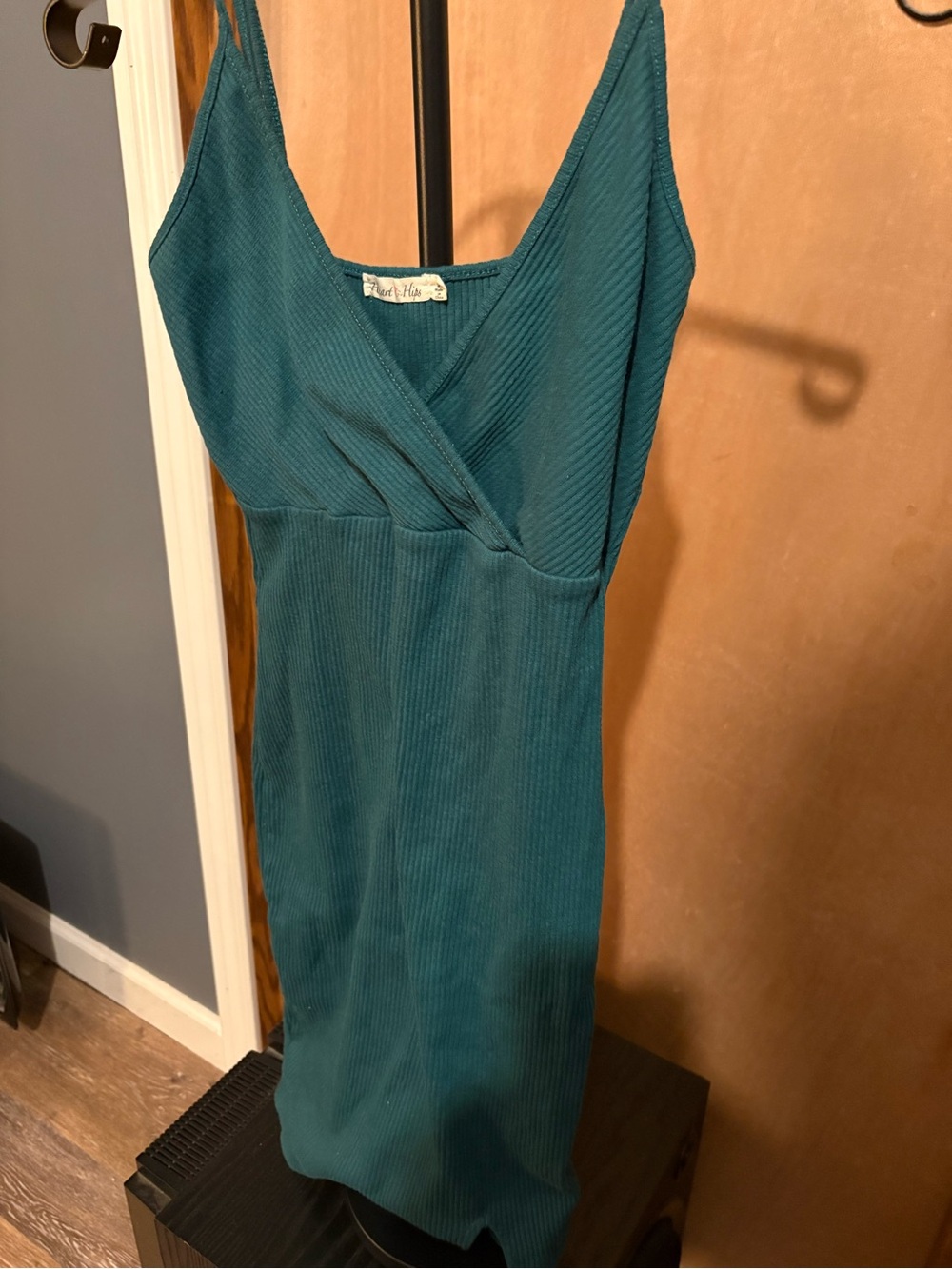 Heart Hips Teal Ribbed Wrap Mini Dress